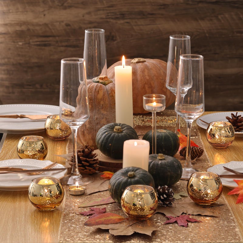 Volens 24PCS Gold Votive Candle Holders for Table Centerpieces, Round Mercury Glass Candle Holders Bulk for Wedding, Birthday, Anniversary, Parties, and Holiday Decorations - Image 3