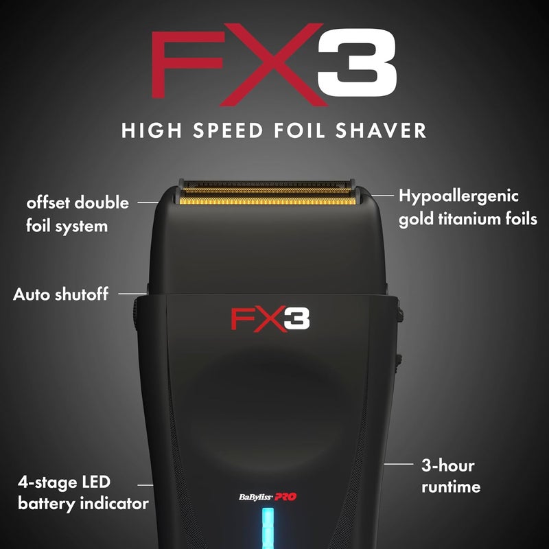 BaBylissPRO Barberology Double Foil Shaver FXX3SB FX3 Professional High-Speed Electric Shaver - Image 5