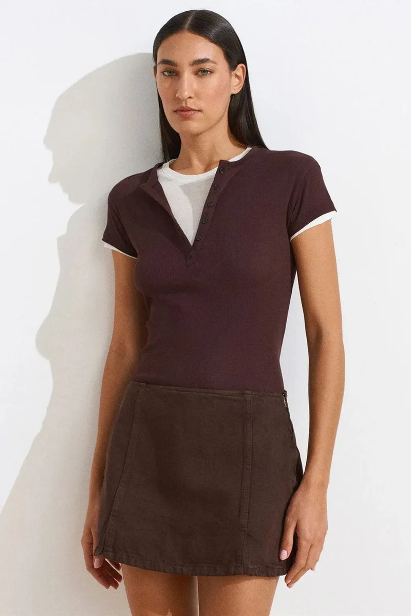 DILVIN Women’s Cotton V-Neck Button T-Shirt
