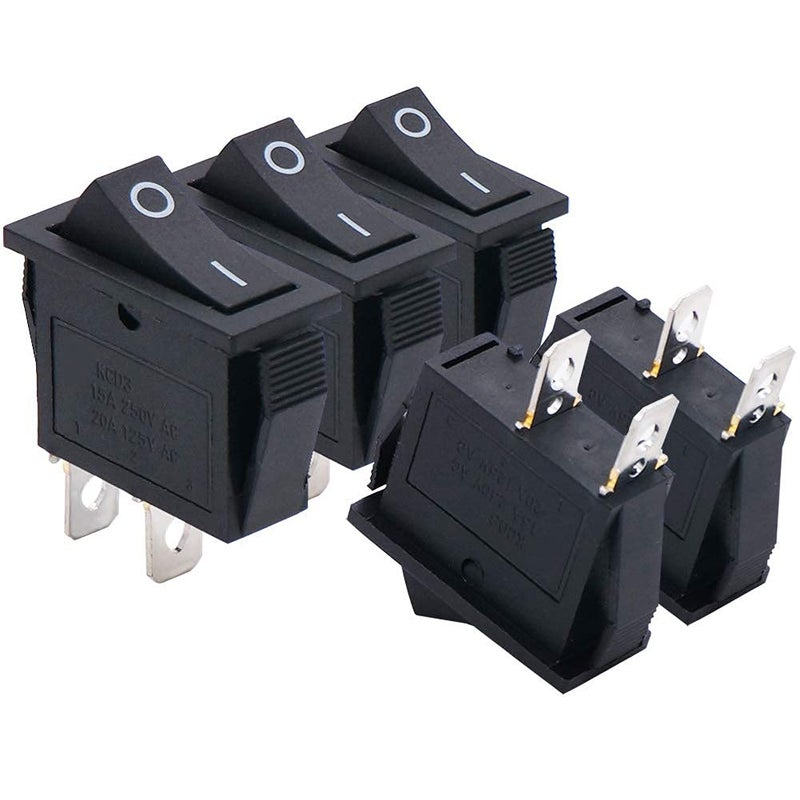 Twidec /5Pcs Rocker Switch 2 Pins 2 Position ON/Off AC 15A/125V 20A/12VDC SPST Car Boat Black Rocker Switch Toggle KCD3-101 - Image 1