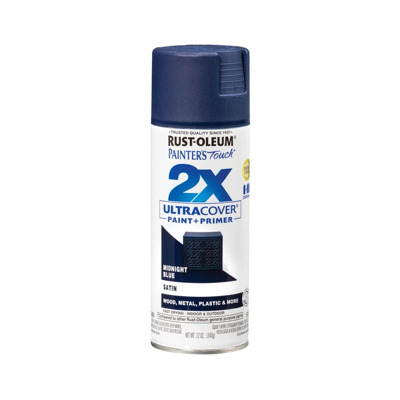 Rust-Oleum 249854 Painter's Touch 2X Ultra Cover Spray Paint, 12 oz, Satin Midnight Blue - Image 1