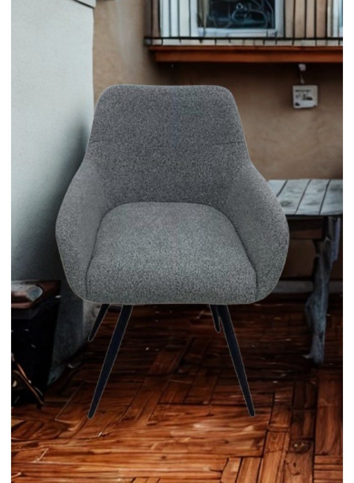SMART HOME Dining Chair Set Consisting Of 4 Chairs, A Comfortable And Modern Padded Chair For The Living Room, A Luxurious Dining Chair With A Modern And Comfortable Design - High-Quality Fabric Upholstery In Dark Grey Color - Durable Metal Legs In Black - Ideal For Dining Rooms, Restaurants, And Cafes  - Image 2