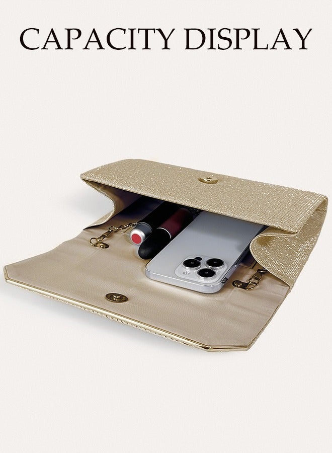 DUNISO Women Shiny Glitter Evening Clutch Bag Envelope Handbag Chain Purse Bag Crossbody Bag for Wedding Formal Cocktail Party - Image 3