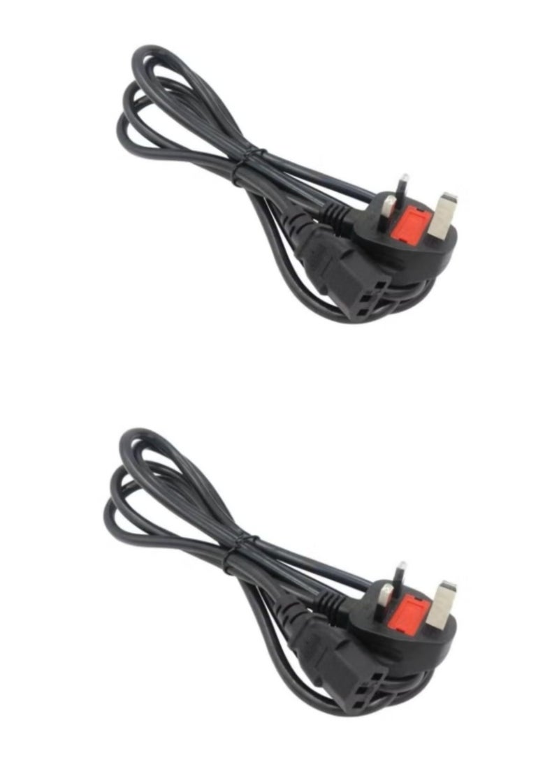 Terabyte 2 pcs of Power cable 3 Pin UK Europe power cord 3 pin desktop power cable Laptop TV Monitor Printers Photo copier Kettle Lead With fuse protection - Image 1