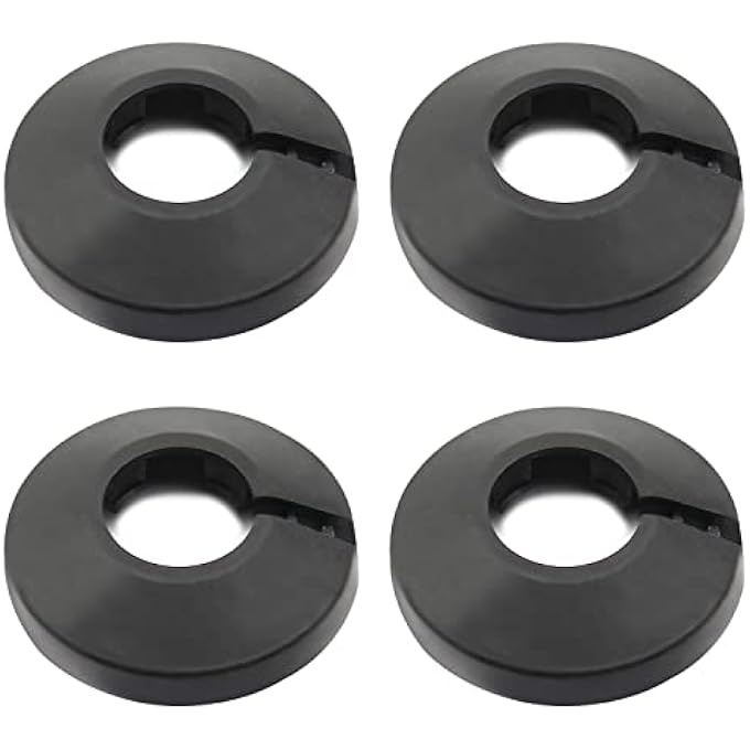 20MM PIPE COLLARS, 4PCS BLACK FLANGE PIPE COVERS FOR RADIATOR & WALL TUBE DECORATION - Image 2