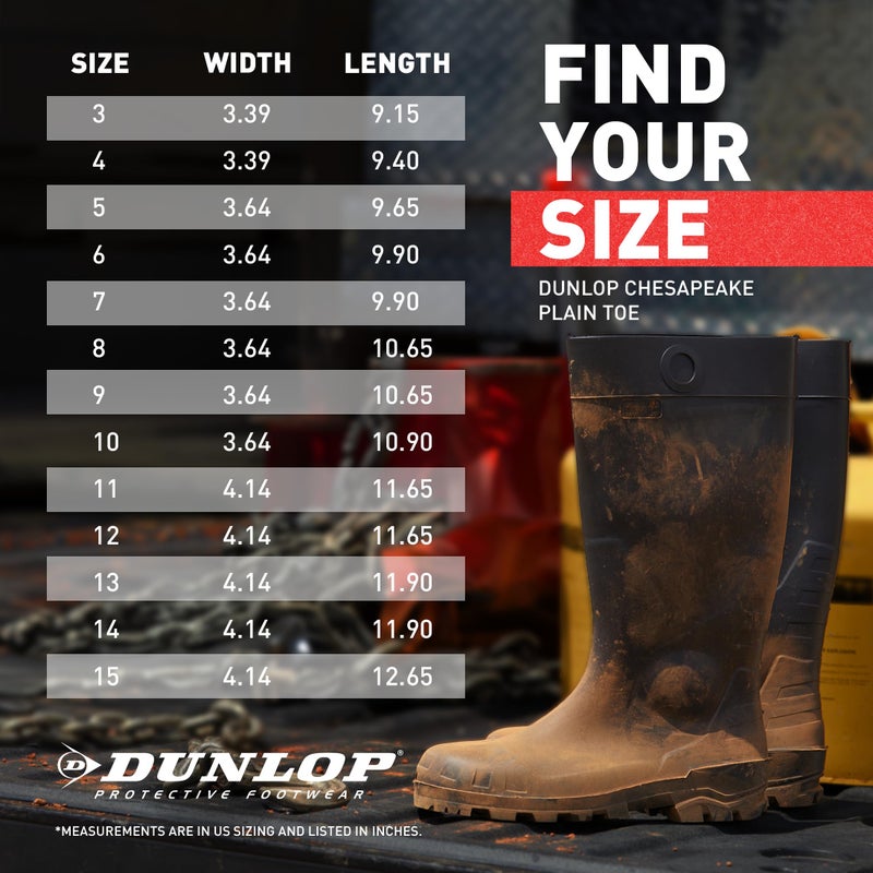DUNLOP Protective Footwear, Chesapeake Plain Toe, 100% Waterproof, Lightweight and Durable PVC Boots, Slip Resistant, 8677577.11, Size 11 US, Black - Image 5