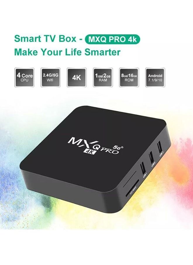 Arabest - Android Smart TV Box (1GB+8GB) 64bit 4 Core CPU MXQPro Black Media Player, Google Voice Assistant - Image 1