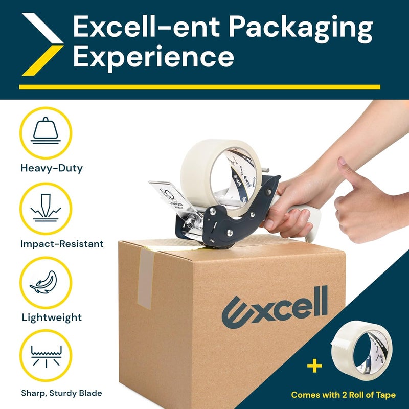 excell RTS-82891 موزع شريط تعبئة منخفض الضوضاء، مسدس شريط يناسب شريط بعرض 2 بوصة ونواة 3 بوصة لتغليف الكرتون، التعبئة وإغلاق الصناديق - عبوة 2 - Image 2