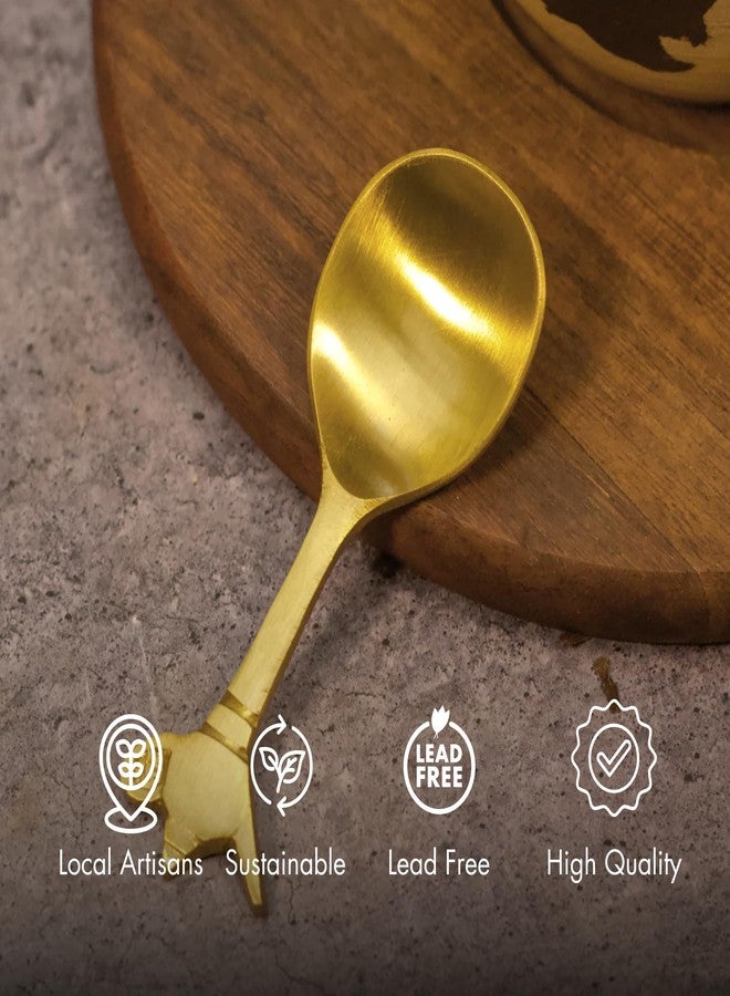 Ambi Home Small Kettle Head Brass Tea Spoons - Set of 2 | Brass | Kitchenware | Tea Spoon Set | Decor | Handcrafted | Vintage - Image 5