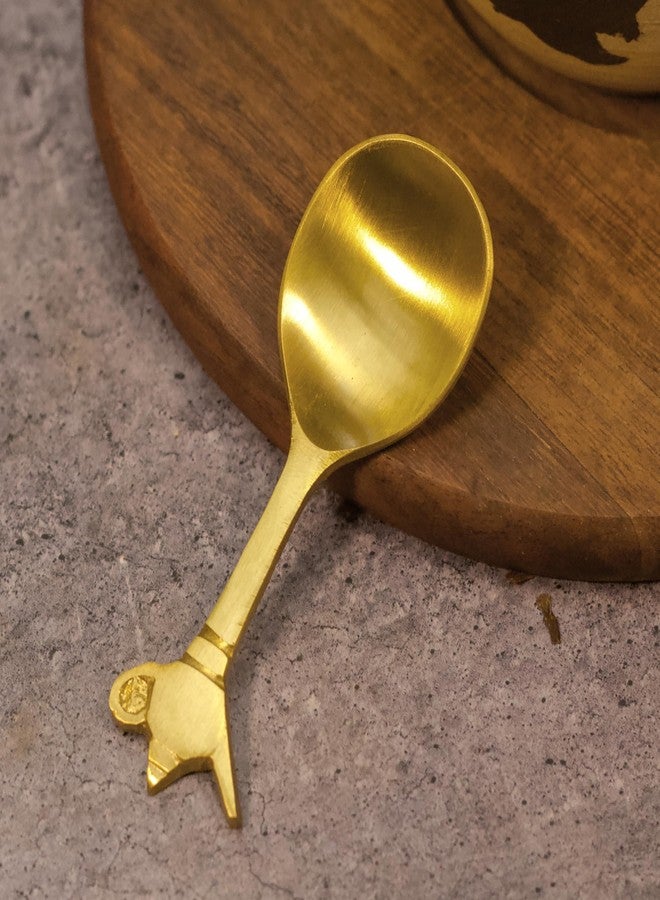 Ambi Home Small Kettle Head Brass Tea Spoons - Set of 2 | Brass | Kitchenware | Tea Spoon Set | Decor | Handcrafted | Vintage - Image 1