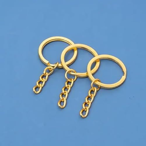 Generic BARBUDDY Golden Metal Loops Rings Keyring with Chain Open Jump Ring Connector Key Rings for Jewelry Findings Making Spring Rings Art and Craft DIY Making Handbag Keychain Pack of 25 Pcs  - Image 3