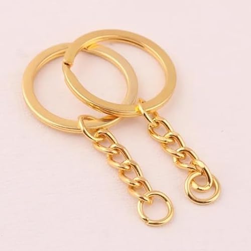 Generic BARBUDDY Golden Metal Loops Rings Keyring with Chain Open Jump Ring Connector Key Rings for Jewelry Findings Making Spring Rings Art and Craft DIY Making Handbag Keychain Pack of 25 Pcs  - Image 2