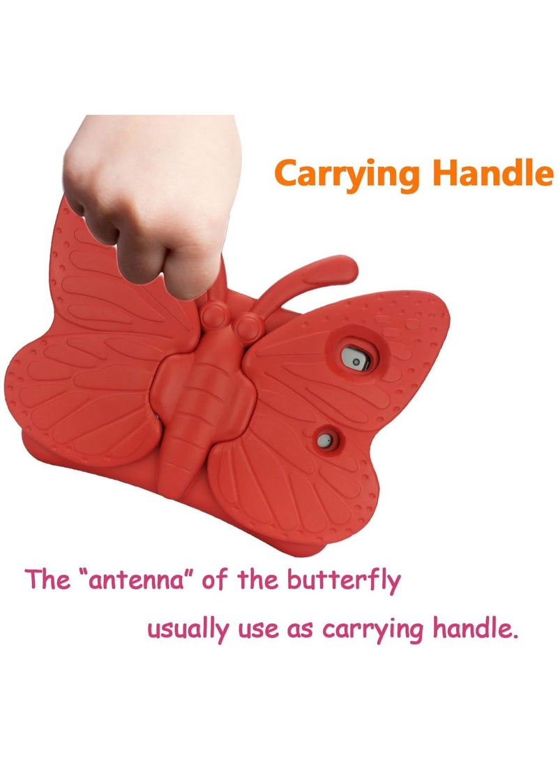 ELTRAZONE Pad 10.2 Case 2020, iPad 7th Generation Case for Kids, Cute Butterfly Shockproof EVA Foam Super Protection Kid Proof Protective Stand Cover for iPad 10.2 Inch 2019 7th 2020 8th Gen - Red - Image 4