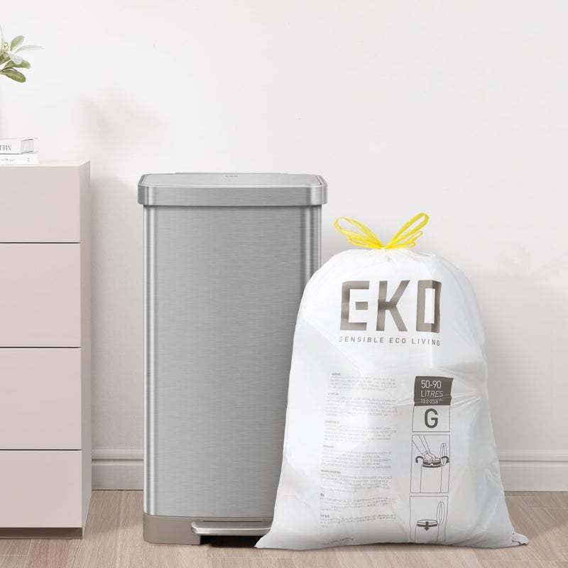 Eko 21 Gallon / 50-90 Liter  60 Count Drawstring Trash Bags  Extra-Strong Garbage Bags  Lavender Scent With Continuous Odor Control  Easy-Dispense Roll For Kitchen And Household Use  Code G  White - Image 4