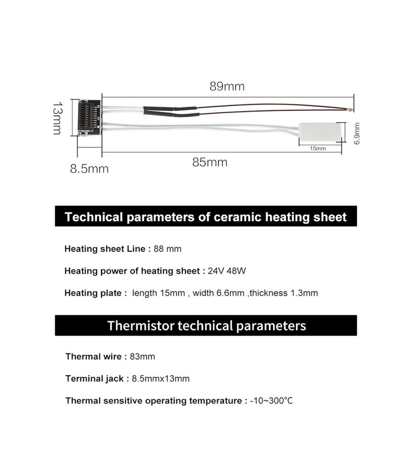 بامبو لاب X1 X1C P1P P1S A1 ميني طابعة ثلاثية الأبعاد خرطوشة سخان النهاية الساخنة 24 فولت 48 واط 100 كيلو ثرمستور لوحة تسخين سيراميك ميكس لـ A1 A1 ميني 4 قطع - Image 4