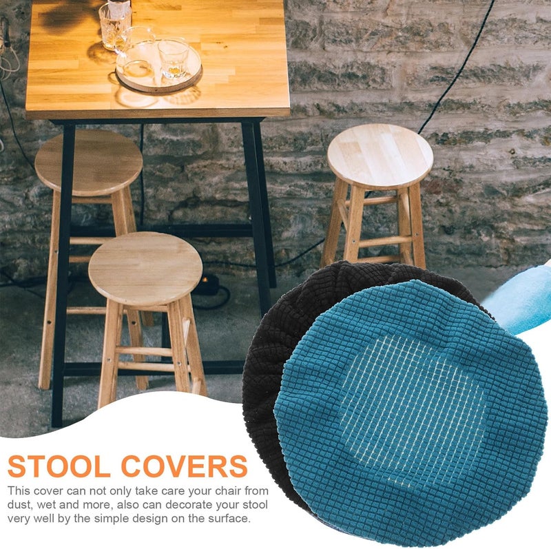 Beavorty 2pcs Elastic Plush Round Bar Stool Covers, Removable Stretchable Dining Chair Slipcovers, Protective Seat Cushions for Home Kitchen Restaurant Use - Image 3