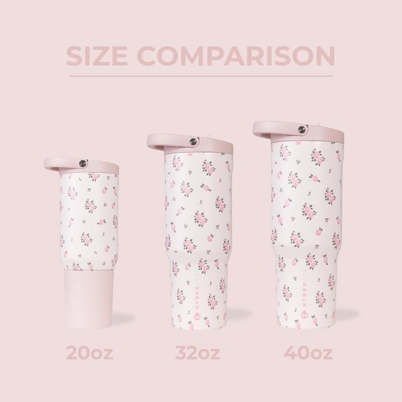 HydroJug Sport - Stainless Steel Tumbler with Straw, Vacuum Insulated, 40oz Leakproof Water Bottle, Ergonomic Design, Reusable, Dishwasher Safe, Rubber Base, Durable for Gym or Outdoors, Wildrose - Image 4
