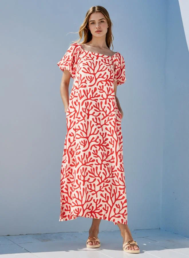 سبلاش فيڤ Printed Maxi Cotton Dress with Side Slit