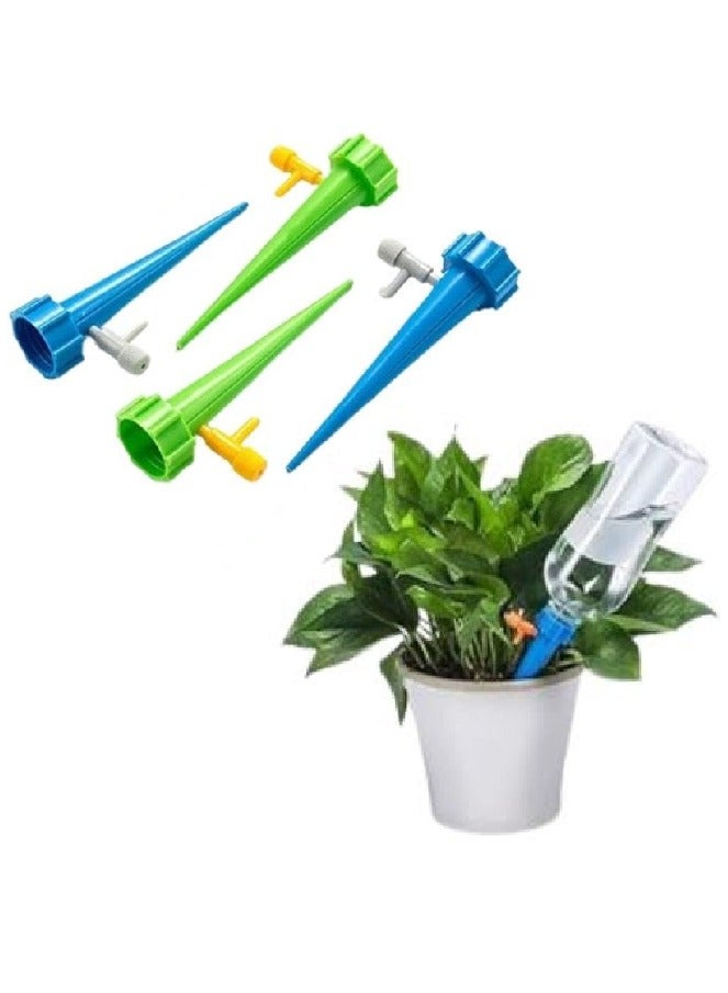 (4 PCS) Self Plant Watering Spikes - Auto Plant Watering - Automatic Drip Irrigation System with Adjustable Control Valve Switch - For Outdoor Indoor Flower or Vegetables (Blue And Green) - Image 1