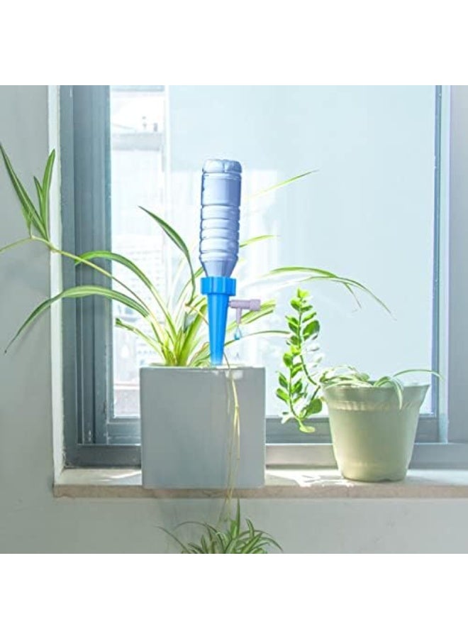 (4 PCS) Self Plant Watering Spikes - Auto Plant Watering - Automatic Drip Irrigation System with Adjustable Control Valve Switch - For Outdoor Indoor Flower or Vegetables (Blue And Green) - Image 4