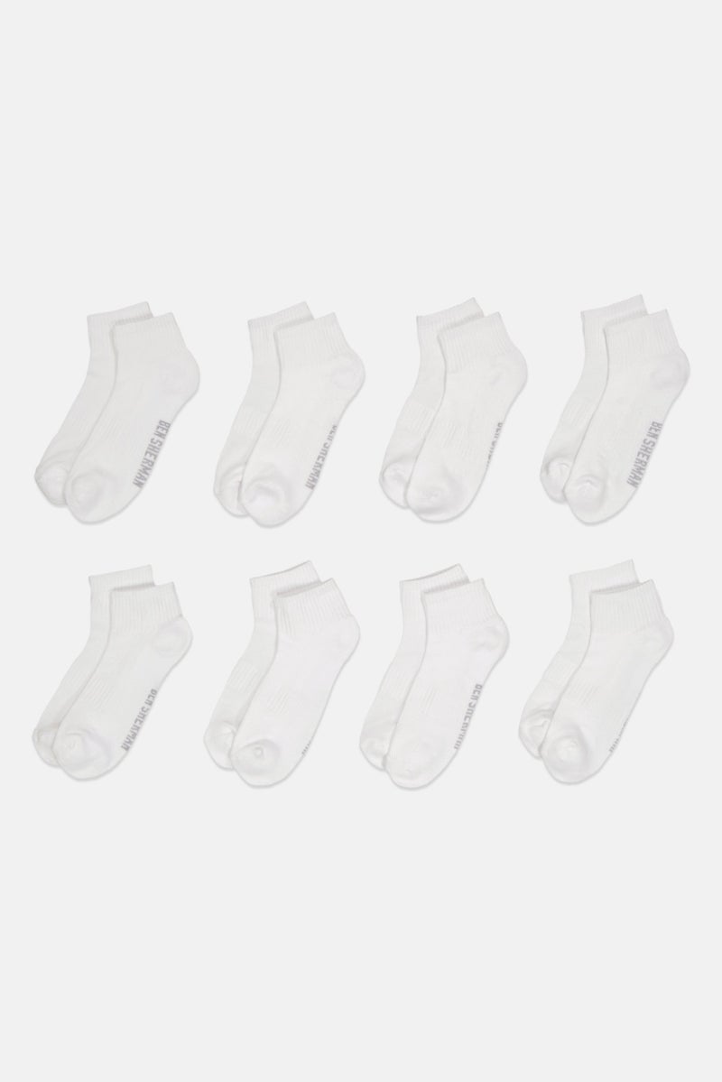 Ben Sherman Men 8 Pairs Brand Logo Silicone Heel Grip Socks, White  - Image 3