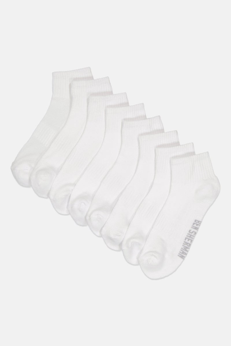 Ben Sherman Men 8 Pairs Brand Logo Silicone Heel Grip Socks, White  - Image 1