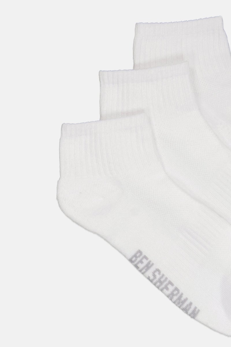 Ben Sherman Men 8 Pairs Brand Logo Silicone Heel Grip Socks, White  - Image 2