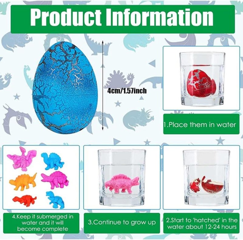 Dinosaur Eggs Toys, 60 PCS Dino Eggs Grow in Water Hatching in Water Pool Games Science Kits Crack Novelty Toy Mini Dino Egg for Boys Girls Easter Present Toys Party Favor (Multi-Color) - Image 2