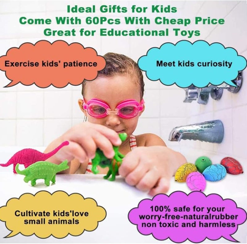 Dinosaur Eggs Toys, 60 PCS Dino Eggs Grow in Water Hatching in Water Pool Games Science Kits Crack Novelty Toy Mini Dino Egg for Boys Girls Easter Present Toys Party Favor (Multi-Color) - Image 3
