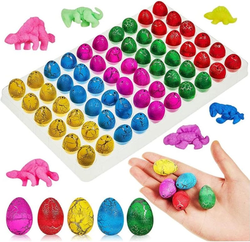 Dinosaur Eggs Toys, 60 PCS Dino Eggs Grow in Water Hatching in Water Pool Games Science Kits Crack Novelty Toy Mini Dino Egg for Boys Girls Easter Present Toys Party Favor (Multi-Color) - Image 1