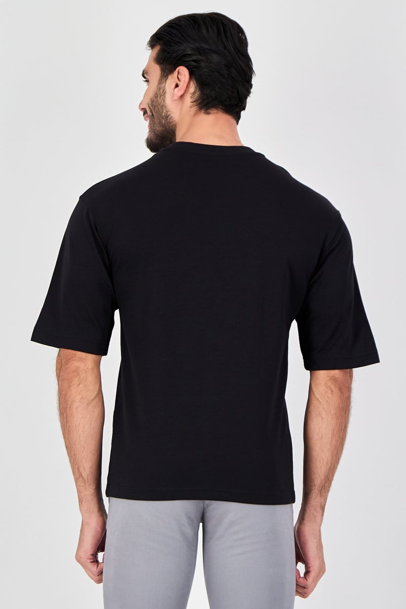 Celio Men Crew Neck Short Sleeve Plain T-Shirt, Black - Image 3