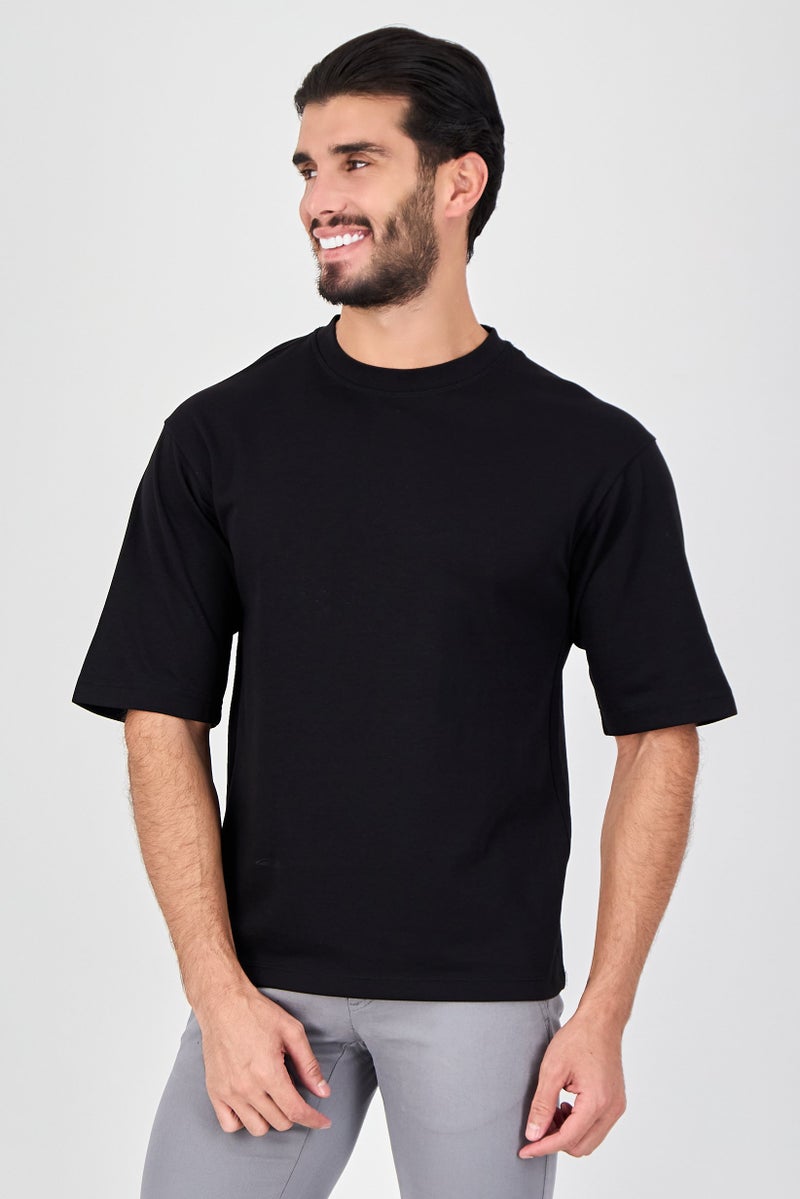 Celio Men Crew Neck Short Sleeve Plain T-Shirt, Black - Image 1