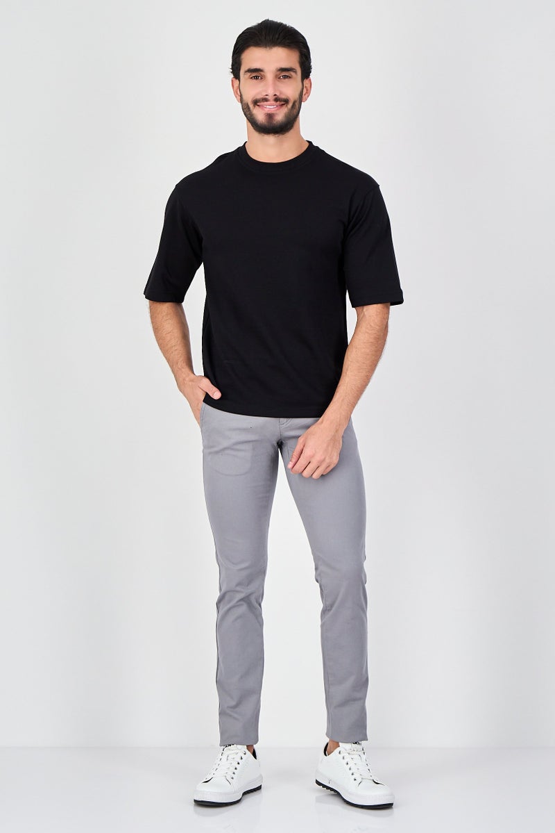 Celio Men Crew Neck Short Sleeve Plain T-Shirt, Black - Image 4