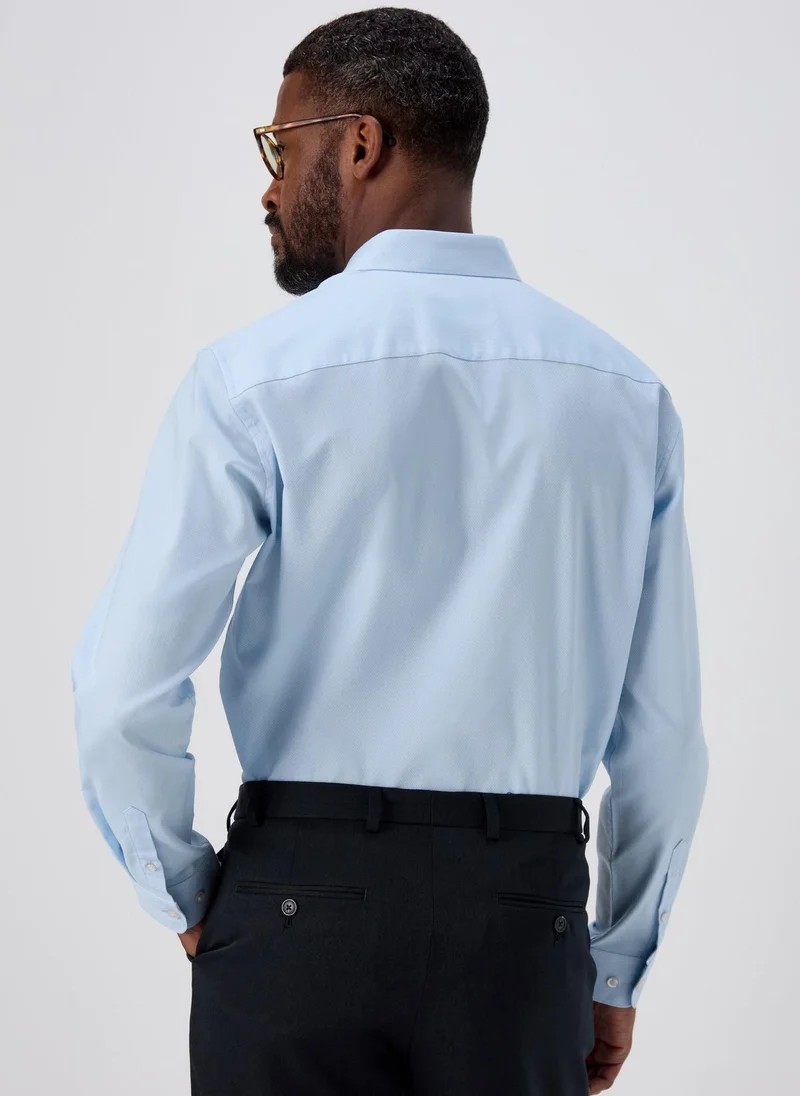 Matalan Blue Textured Formal Shirt