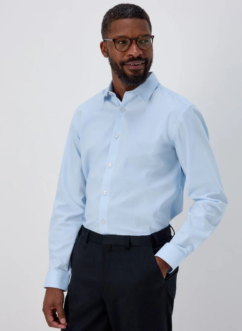 Matalan Blue Textured Formal Shirt