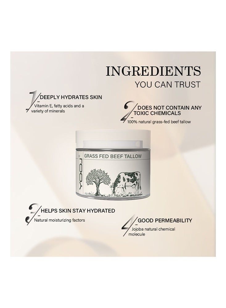 YOOJ Grass Fed Beef Tallow- Beef Tallow for Skin, Tallow Face Moisturizer, Beef Tallow Grass Finished Organic Beef Tallow Balm Whipped Tallow Face Cream Moisturizer for Body Lotion - Image 2