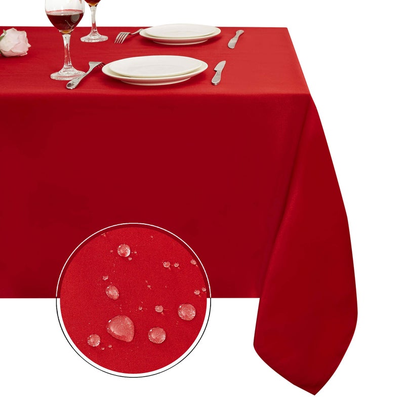 Obstal 210GSM Rectangle Red Tablecloth Christmas Decorations Waterproof Table Cloth Table Cover Protector for Holiday Party Use Rio Red60 x 84 Inch