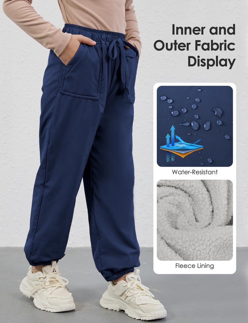 Gihuo Fleece Lined Kids Snow Pants Waterproof Rain Ski Winter Warm Hiking Pants for Toddlers Boys Girls with Pocketsï¼ˆBlue-5Tï¼‰ - Image 4