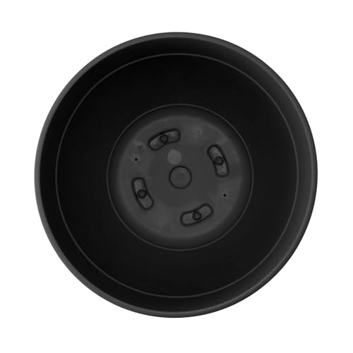 Bloem Dayton Planter with Saucer: 12" - Black - 100% Recycled Plastic Pot, Removable Saucer, Elevated Feet, for Indoor and Outdoor Use, Gardening, 3 Gallon Capacity - Image 5
