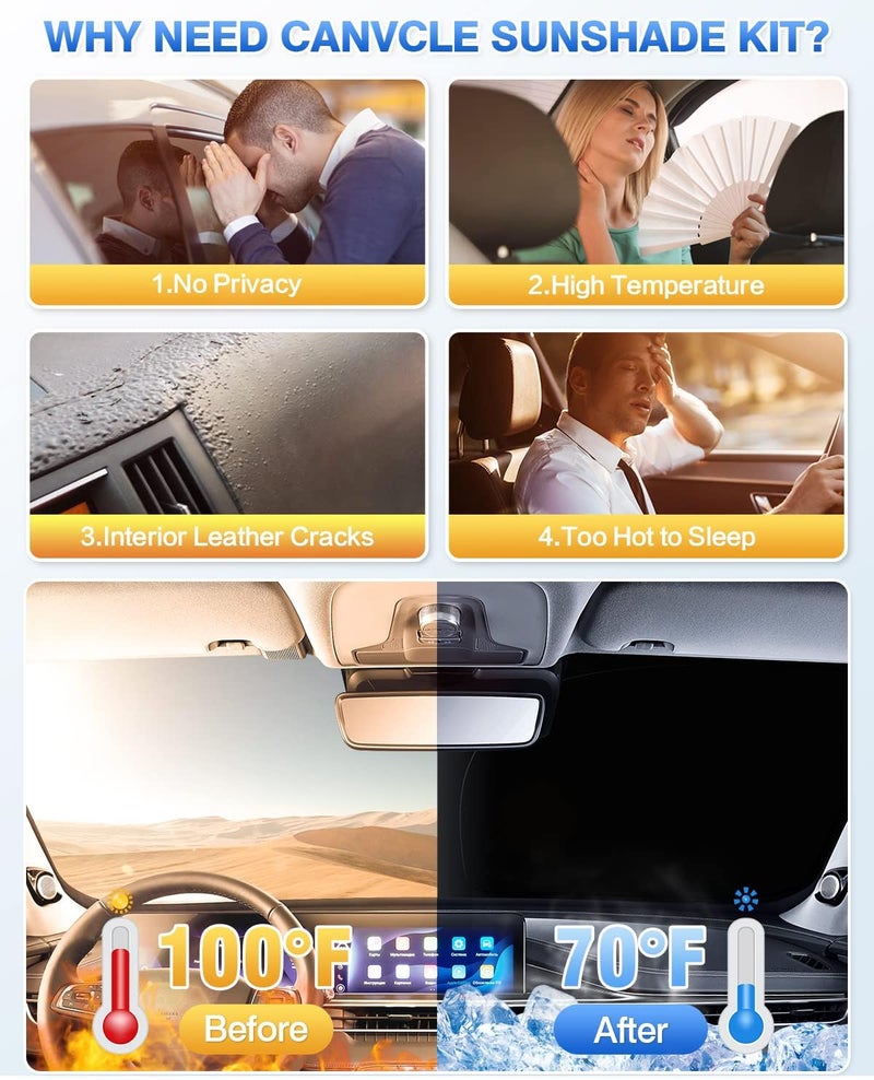 Canvcle Window Shades for Kia Soul 2020-2025 2026 Accessories Windshield Sun Shade Side Rear Window Covers Sunshade Sun Visor Shield Privacy Protection Keep Vehicle Cool Black 6PCS - Image 3