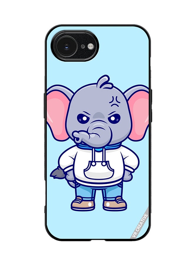 Protective Case Cover For Apple iPhone 16e Cute Angry Elephant Wearing Hoodie Design Multicolour