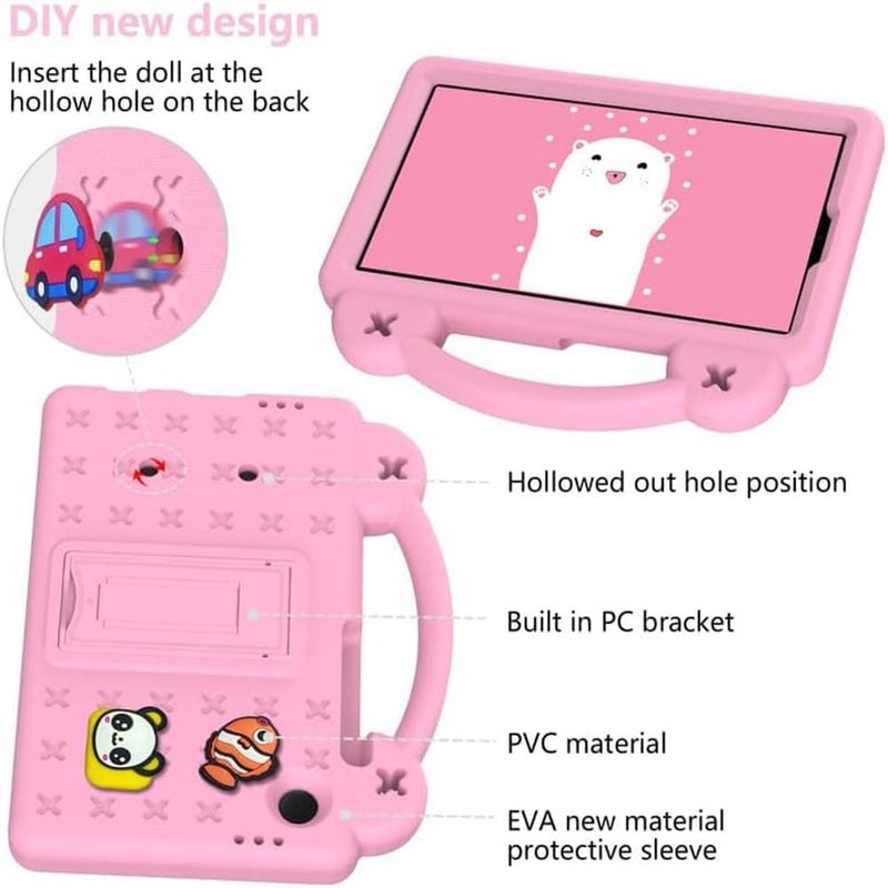 X spring Kids Tablet Case, Tablet Case Children Friendly, Diy Cute Design, Handle With Stand, Eva Lightweight Protective Cover, Compatible With Galaxy Tab A9, Size 28×18Cm Pink - Image 5