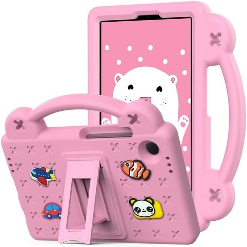 X spring Kids Tablet Case, Tablet Case Children Friendly, Diy Cute Design, Handle With Stand, Eva Lightweight Protective Cover, Compatible With Galaxy Tab A9, Size 28×18Cm Pink - Image 1