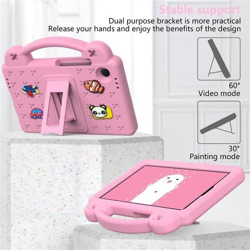 X spring Kids Tablet Case, Tablet Case Children Friendly, Diy Cute Design, Handle With Stand, Eva Lightweight Protective Cover, Compatible With Galaxy Tab A9, Size 28×18Cm Pink - Image 3