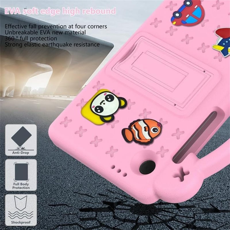 X spring Kids Tablet Case, Tablet Case Children Friendly, Diy Cute Design, Handle With Stand, Eva Lightweight Protective Cover, Compatible With Galaxy Tab A9, Size 28×18Cm Pink - Image 2