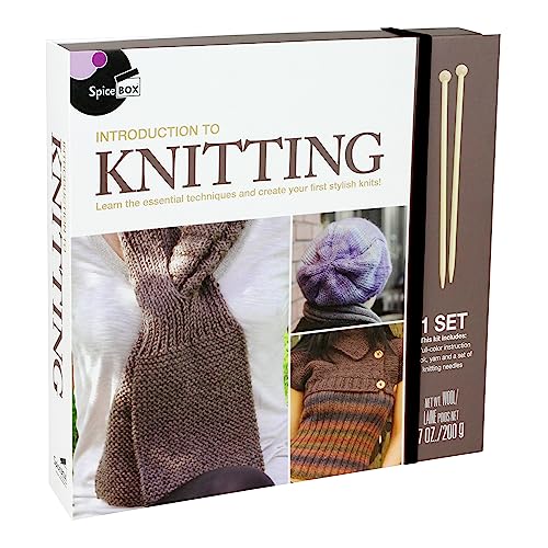 SpiceBox Introduction to Knitting Kit Discover The Joy of Creating Cozy Handmade Items - Image 1