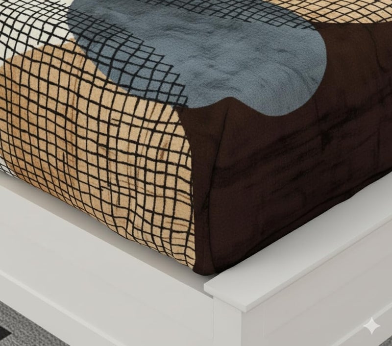Temoli® Premium Velvet Flannel Elastic Fitted King Size Double Bedsheet with 2 Zipper Pillow Covers | Winter Warm Bedsheet for Double Bed (72x78 inch, Beige) - Image 5