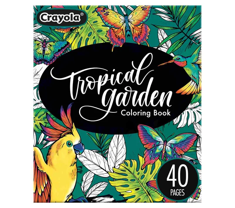 كرايولا Crayola Tropical Garden Coloring Book – 40 Premium Pages for Adults & Older Kids | Detailed Nature Designs, Perforated Sheets, Ideal with Colored Pencils