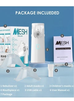 MESH Portable Steam Inhaler Nebulizer with Normal Saline 0.9% Solution 500ml  - Image 2