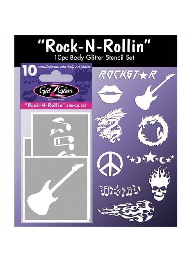GlitZGlam مجموعة قوالب الوشم لتاتو الجليتر: تاتو روك أند رول المؤقت - مضاد للحساسية ومختبر من قبل أطباء الجلد!  - Image 2